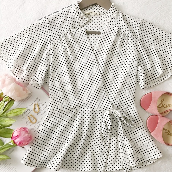 Monteau Tops - Pretty + Polished Polkadot Surplice Blouse